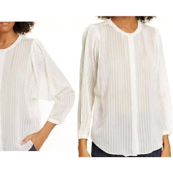 Joie Rashelda Sheer Striped Blouse - Picture 1 of 16